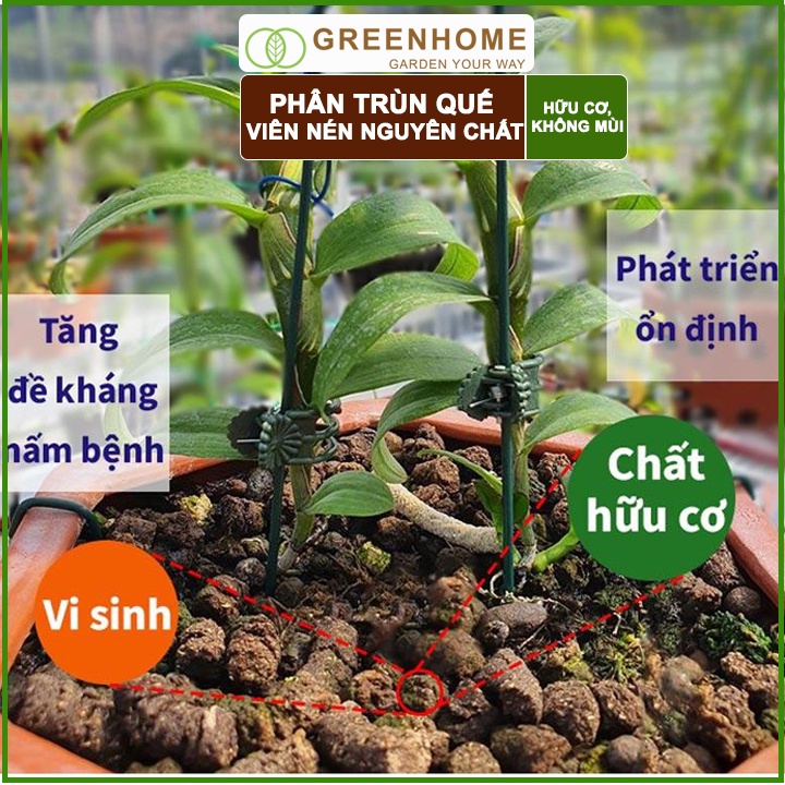 Phân trùn quế viên nén Lavamix, bao 1kg, nguyên chất bổ sung dinh dưỡng cho cây, hoa, cải tạo đất |Greenhome