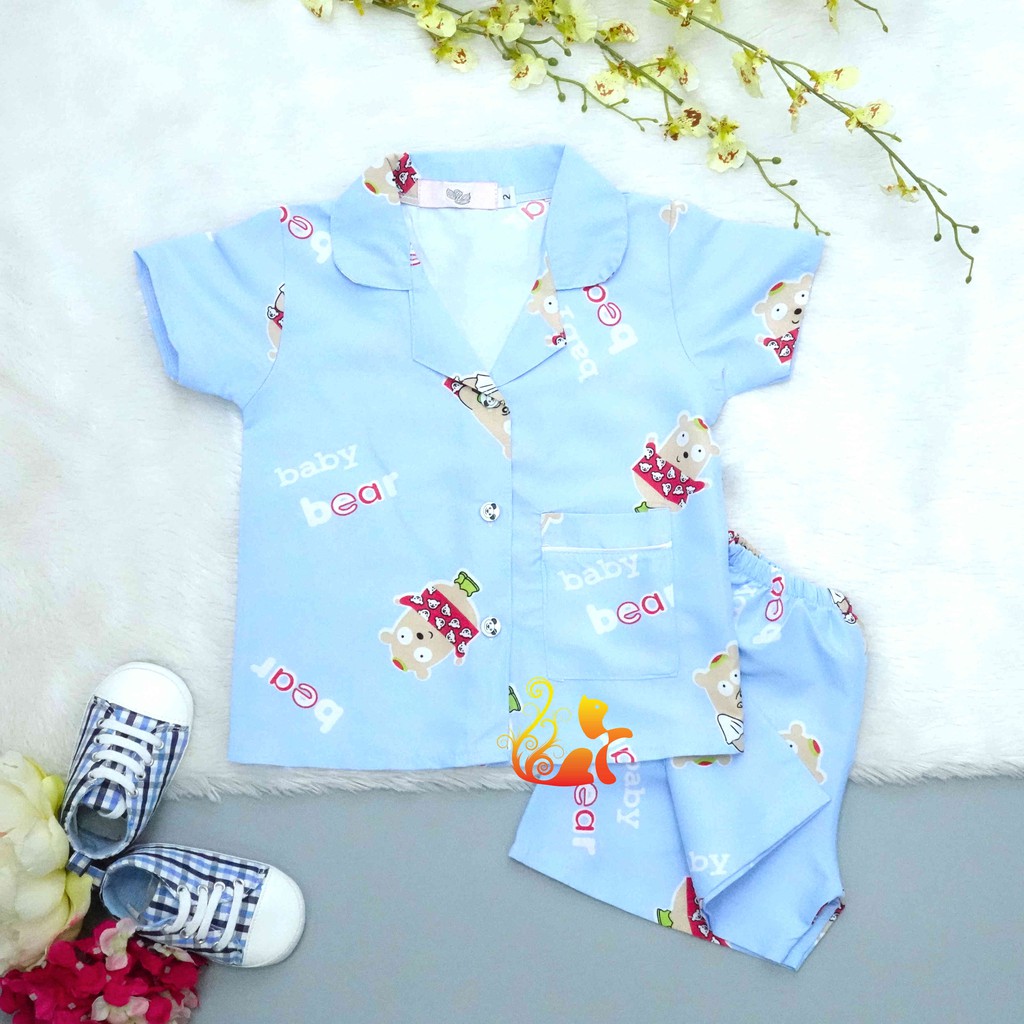 Đồ Mặc Nhà &quot;Gấu - Giày xanh&quot; Pijama Kate Thái - Cho Bé 8 - 38kg.