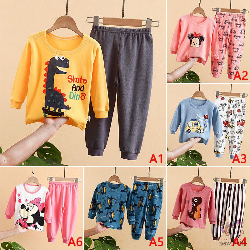 Bộ Áo Thun + Quần Dài In Họa Tiết Hoạt Hình Cho Bé