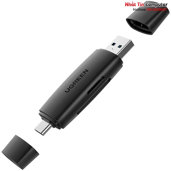 Đầu đọc thẻ nhớ SD/TF 2 trong 1 USB-A &amp; USB-C Ugreen 80191 cao cấp