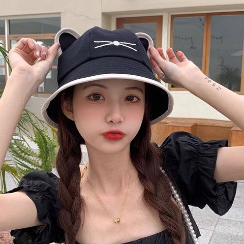 Nón Bucket Tai Mèo Chống Nắng Phong Cách Hàn Quốc Thời Trang Mùa Hè