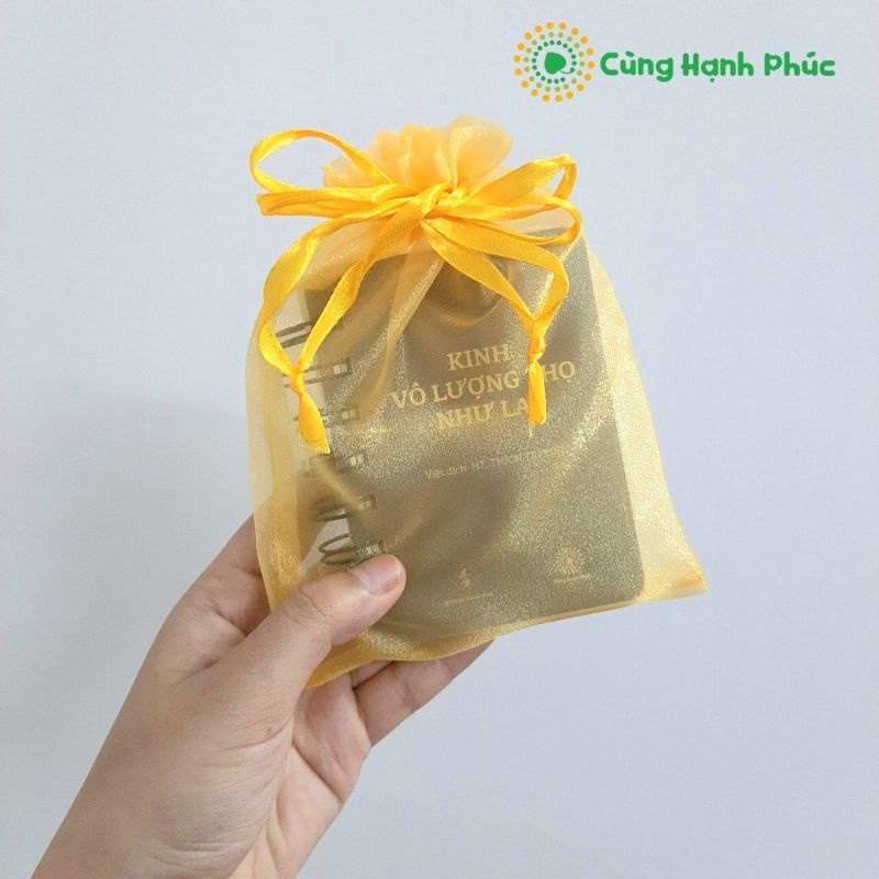 Túi Voan Dây Rút Đựng Quà Tặng Màu Vàng Kích Cỡ 12x17cm