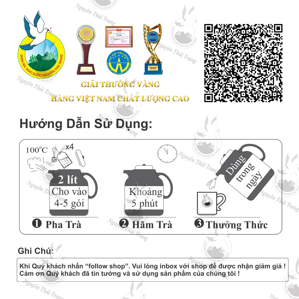 Trà Trinh Nữ Hoàng Cung - Hỗ Trợ U Xơ Tử Cung, Tiền Liệt Tuyến (Hộp 50 Túi Lọc X 2g) - Nguyên Thái Trang