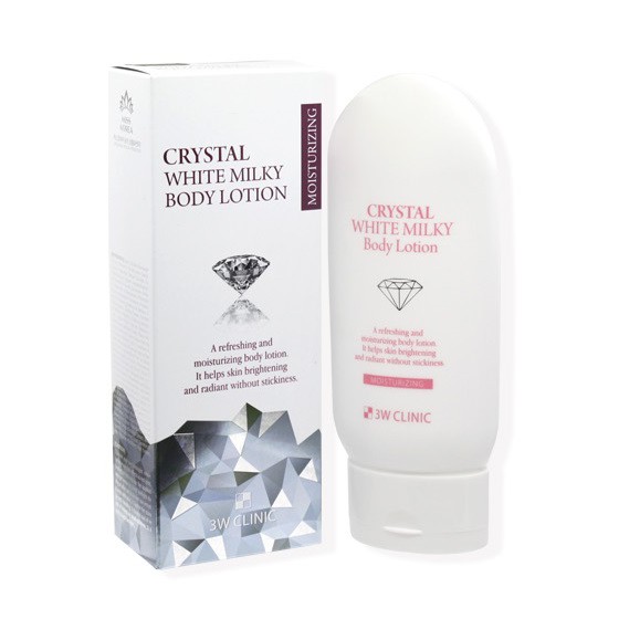 Kem dưỡng trắng da nâng tone Body Crystal White Milk Lotion 3W Clinic Hàn Quốc 200ml [Chính Hãng Hàn Quốc]