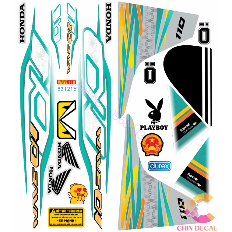 Tem WAVE ALPHA 110 Full xe mẫu 2021 Nhiều lựa chọn màu ( Decal 3 lớp cao cấp chống nước chống bay màu 831215 )