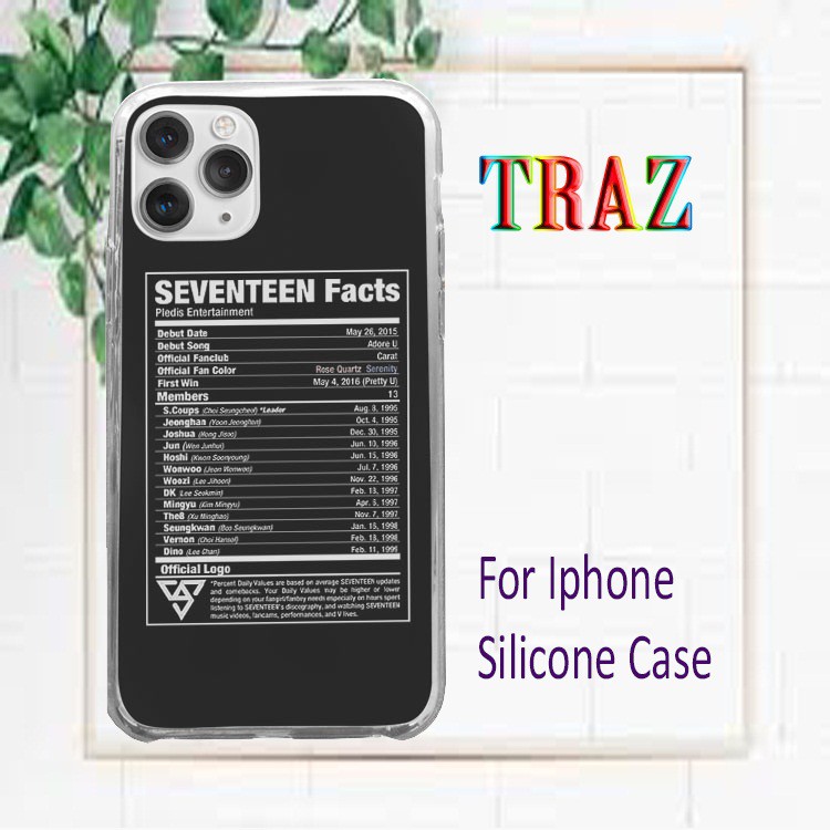 Ốp IP Silicone dẻo thông tin nhóm nhạc Seventeen Hàn Quốc đang trend đệ nhất HQUPOD0226