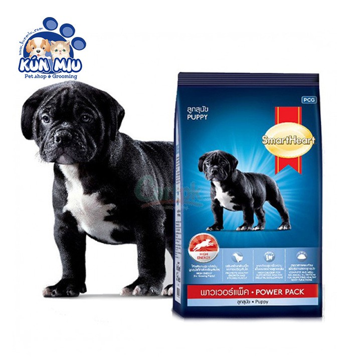 Thức ăn cho chó con dưới 1 tuổi phát triển cơ bắp SmartHeart Power Pack puppy túi 1kg