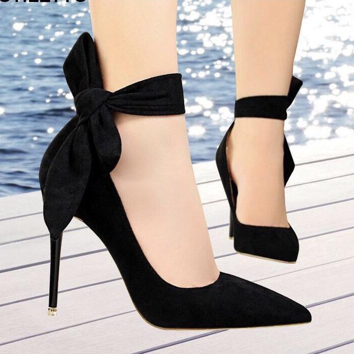 Giày da lộn TTC35 cao gót 8cm thời trang cao cấp cực tôn dáng