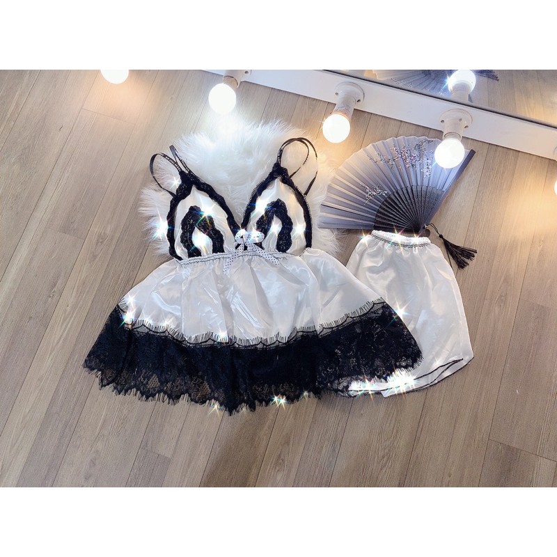 Set Ngủ Phi Cúp Ren Phối Sexy Dây Chữ Thun Hình Thật | BigBuy360 - bigbuy360.vn
