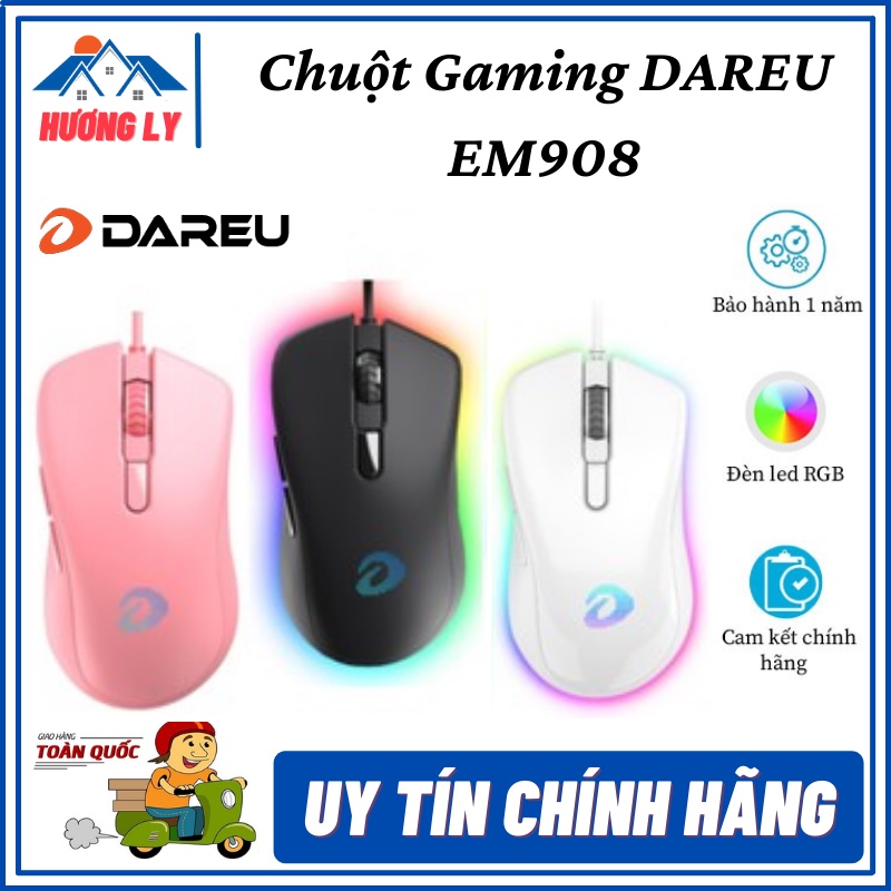 Chuột Máy Tính Gaming Dareu Có Đèn Led Chuyên Dụng Cho Game Làm Việc Cực Bền - Bảo Hành 24 Tháng