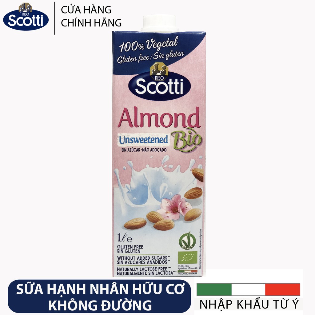 Sữa Hạt Hạnh Nhân Hữu Cơ Không Đường Riso Scotti - Unsweetened Almond Drink 1L