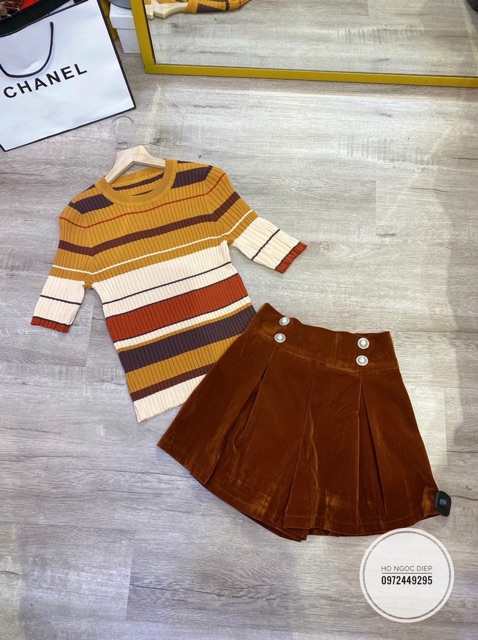 ÁO LEN TĂM KẺ NÂU TÂY MS14399