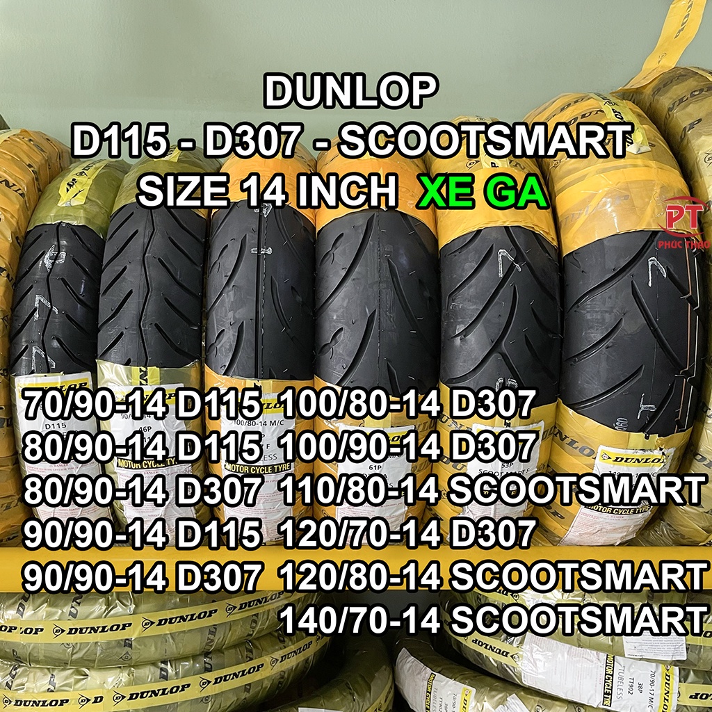 Vỏ Dunlop xe ga SH Airblade Vario Lead SH Mode Vespa GTS Primavera Sprint. Dunlop D115 - D307 - D604 - K330 - SCOOTSMART