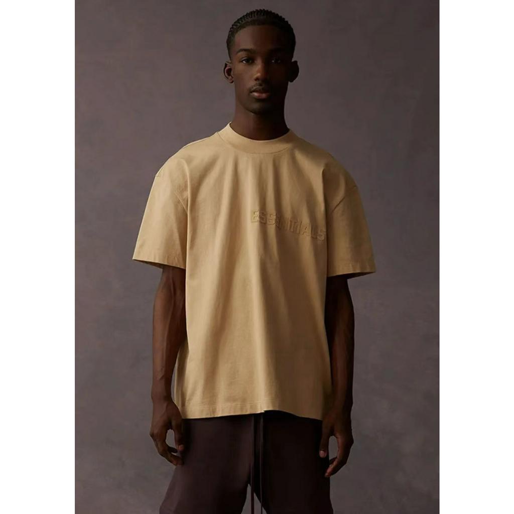 FOG FEAR OF GOD New 23 Double Thread ESSENTIALS Silicone Print Short Sleeve American Fashion Couple T-shirt