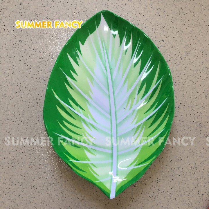 Dĩa in vân lá 22.5 x 15.6 x 2 cm nhựa melamine phíp hình chiếc lá, phíp  - Leaf dish F-HXL06