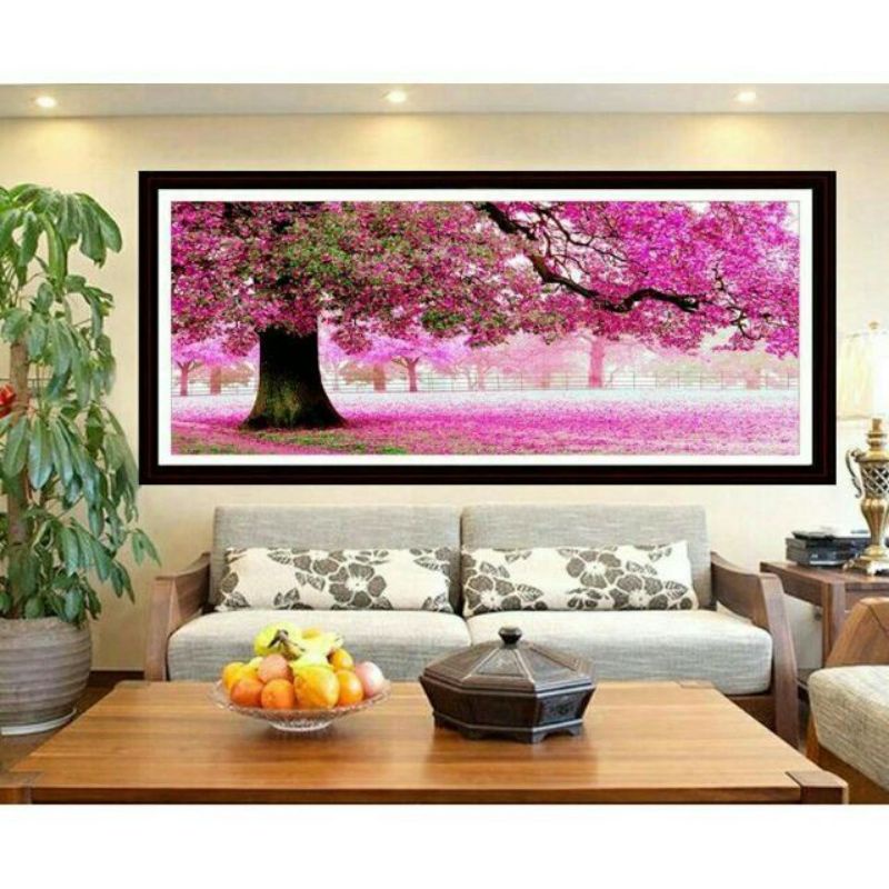 Tranh thêu chữ thập Cây tình Yêu tím A251(106x50cm)