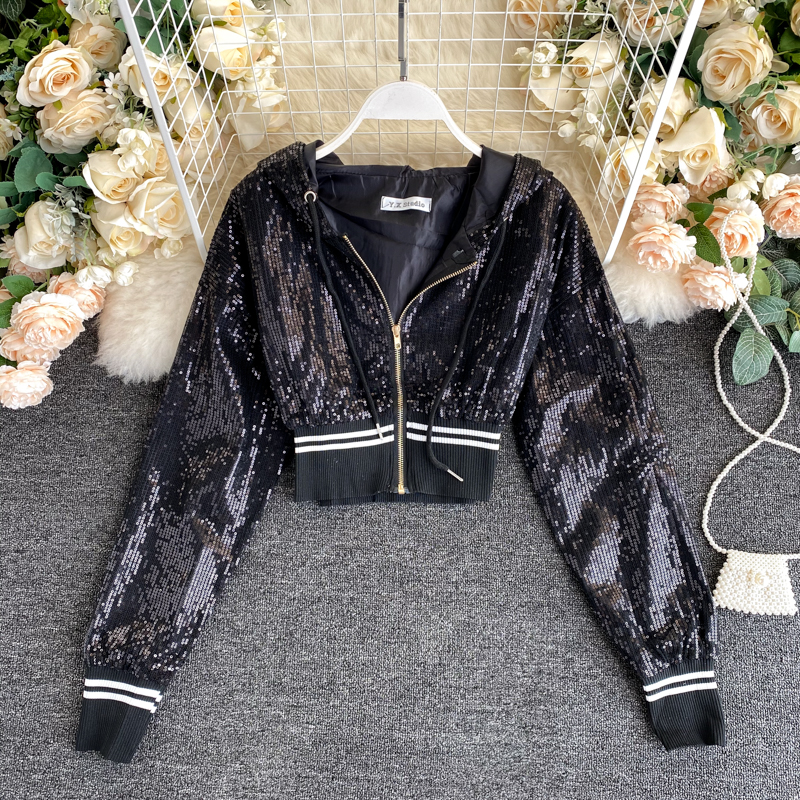 Áo Khoác Sequin 2021bling Áo Nịt Ngắn Nở