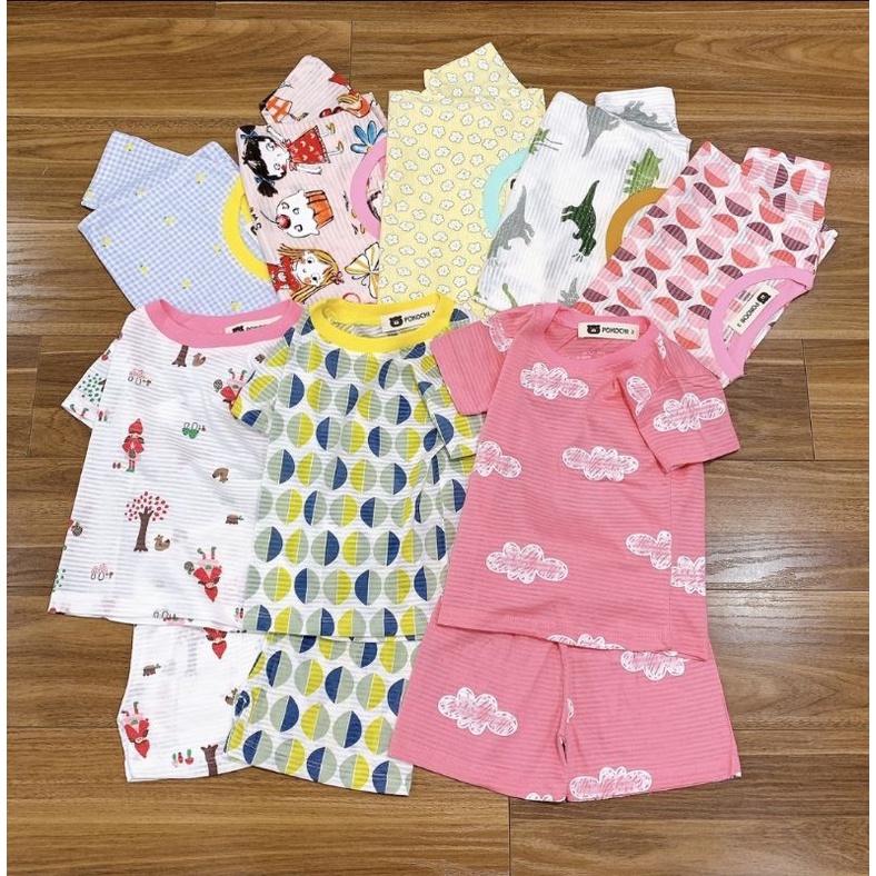 [2y-6y][CHỌN MẪU] Bộ cộc tay cotton giấy mặc nhà đi ngủ cho bé gái vải xuất Hàn