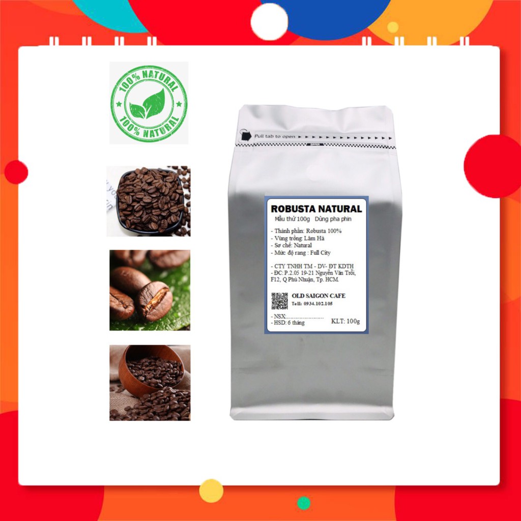 Cà Phê Robusta Natural Rang Mộc Nguyên Chất dùng Pha Phin 1kg