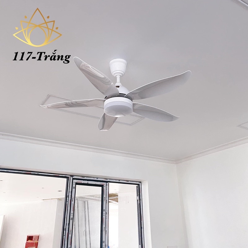 Quạt Trần Đèn 5 Cánh Mầu trắng động cơ lõi đồng