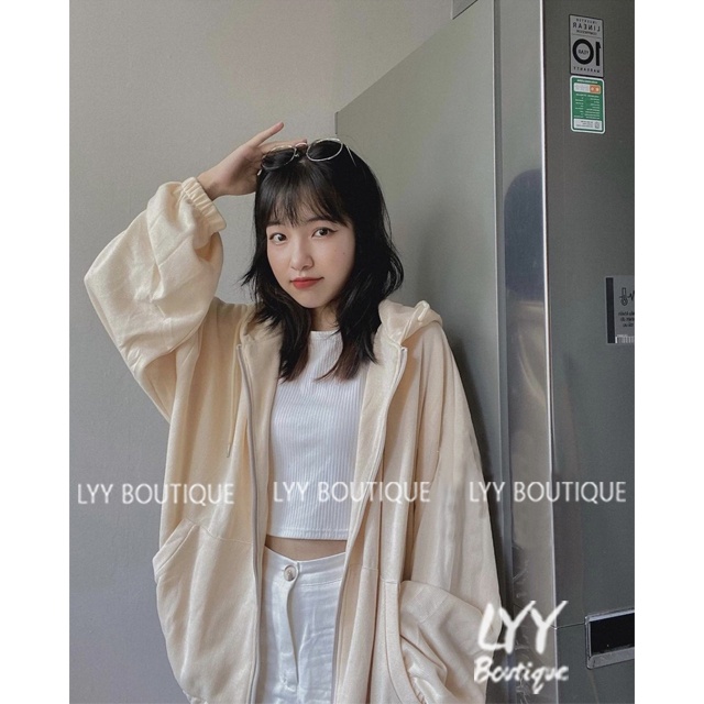 Áo khoác nữ hoodie chất nỉ tăm Quảng Châu có mũ tay phồng dáng rộng oversize LYY BOUTIQUE | BigBuy360 - bigbuy360.vn