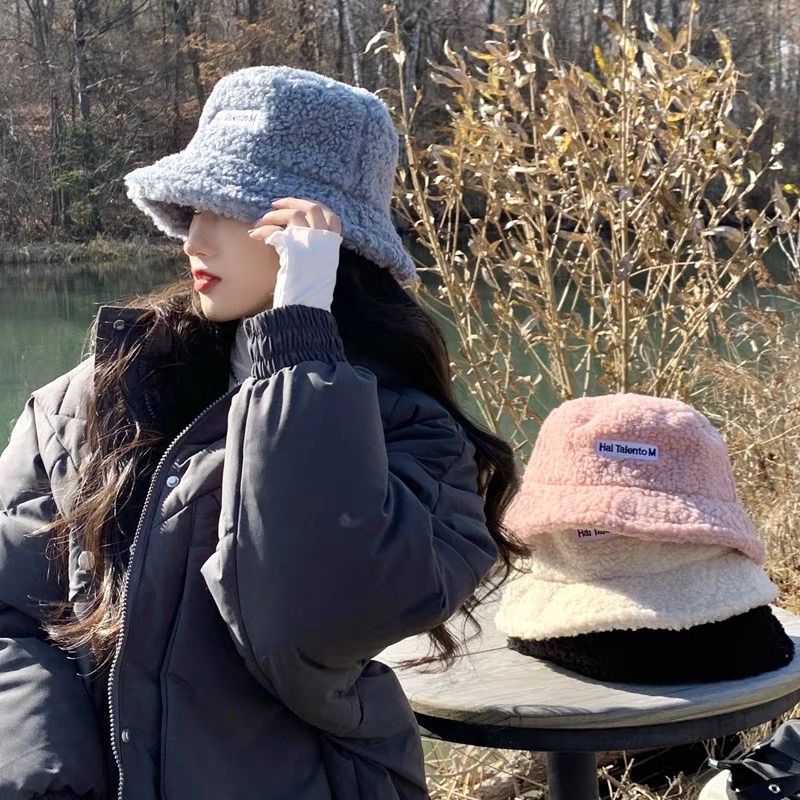 Mũ Lông cừu Bucket Retro Phong Cách Hàn Quốc