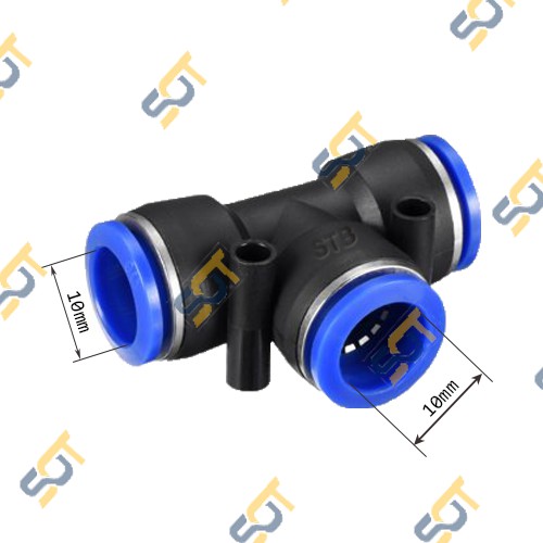 Tê Ba Đầu Nối Nhanh Cắm Ống Bằng Nhau Sử Dụng Nối Ống Nhựa Pu Khí Nén Chất Lỏng Phun Sương Hơi - Tee 3 PE 1 Chạm