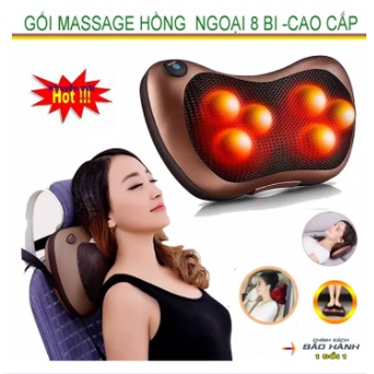 Gối massage hồng ngoại 8 bi đa năng