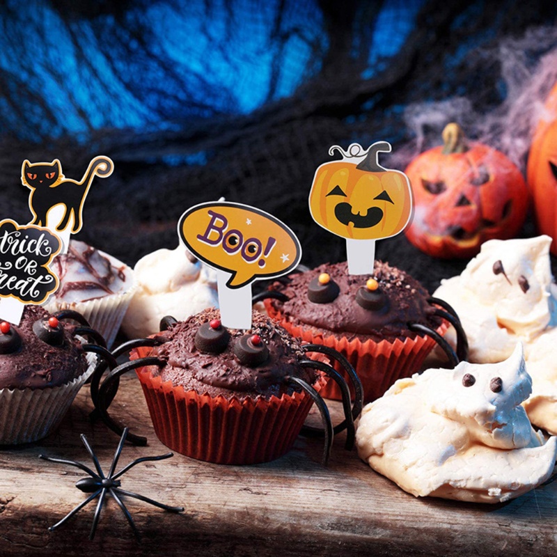 Set 16 Que Cắm Trang Trí Bánh Phong Cách Halloween