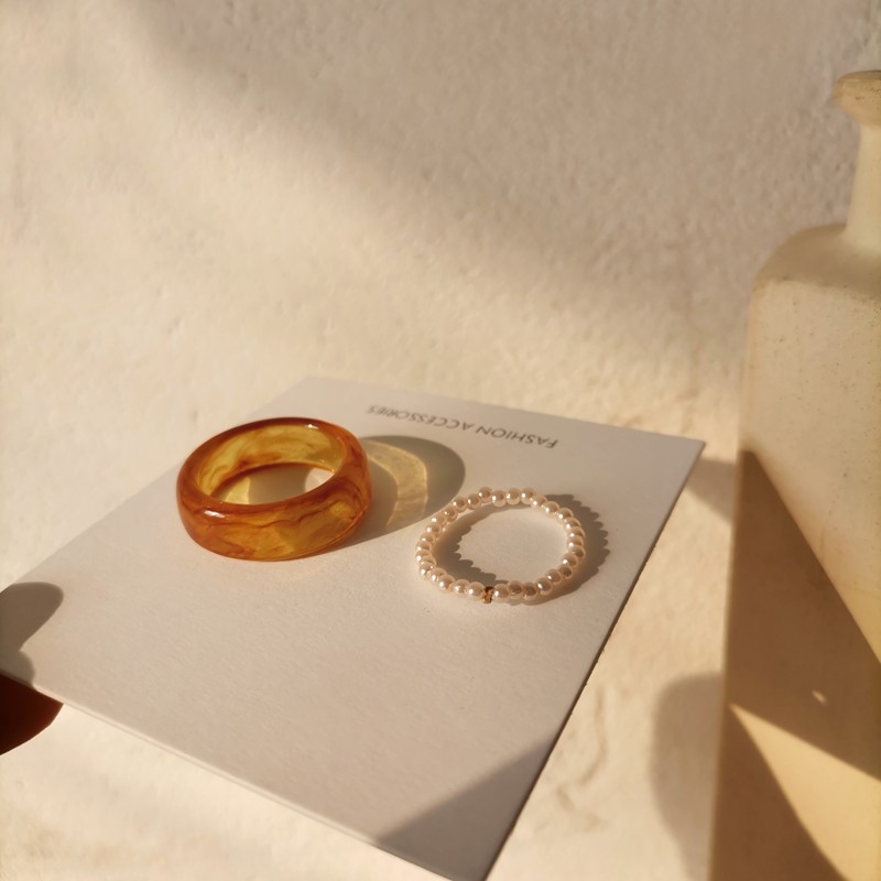 Bộ 2 nhẫn nữ đá giả mã não, phong cách cổ điển | HER.ACC | N14