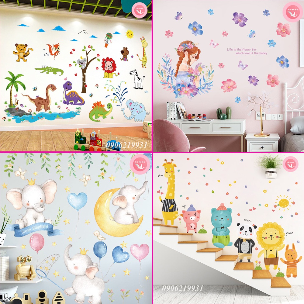 Decal dán tường  phong cách trung hoa cổ, sơn thủy, trang trí phòng ngủ, phòng khách