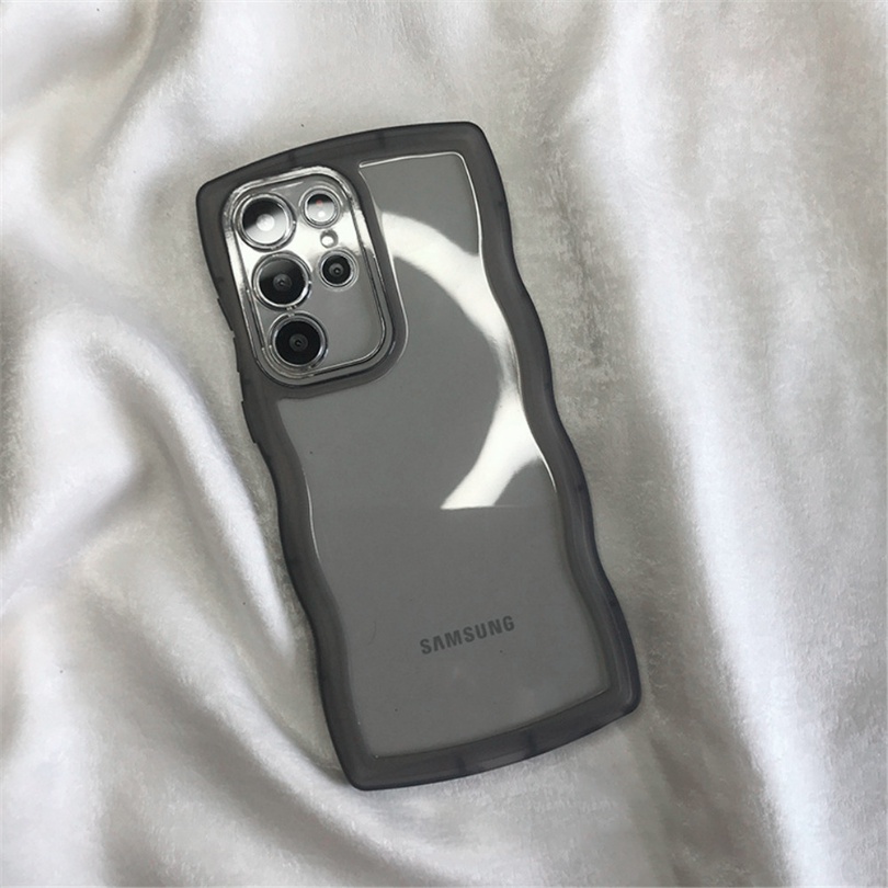 Ốp Điện Thoại Viền Gợn Sóng Màu Kẹo Đơn Giản Sang Trọng Chống Rơi Cho Samsung Galaxy S22 S21 S20 Plus Ultra S21 S20 FE