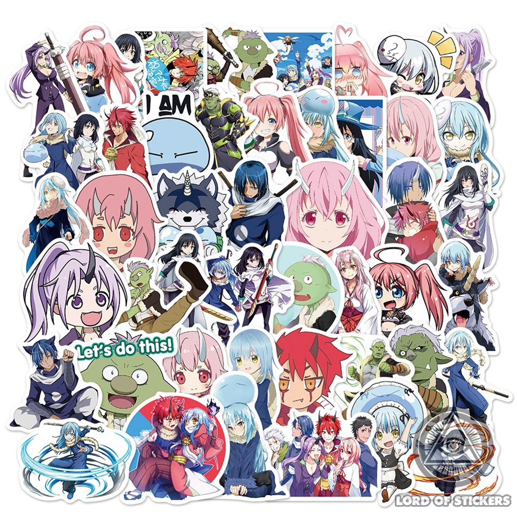 Set 50 Hình Dán Chuyển Sinh Thành Slime Sticker Anime Manga Tensura Chống Thấm Nước Trang Trí Mũ Bảo Hiểm, Laptop, Vali