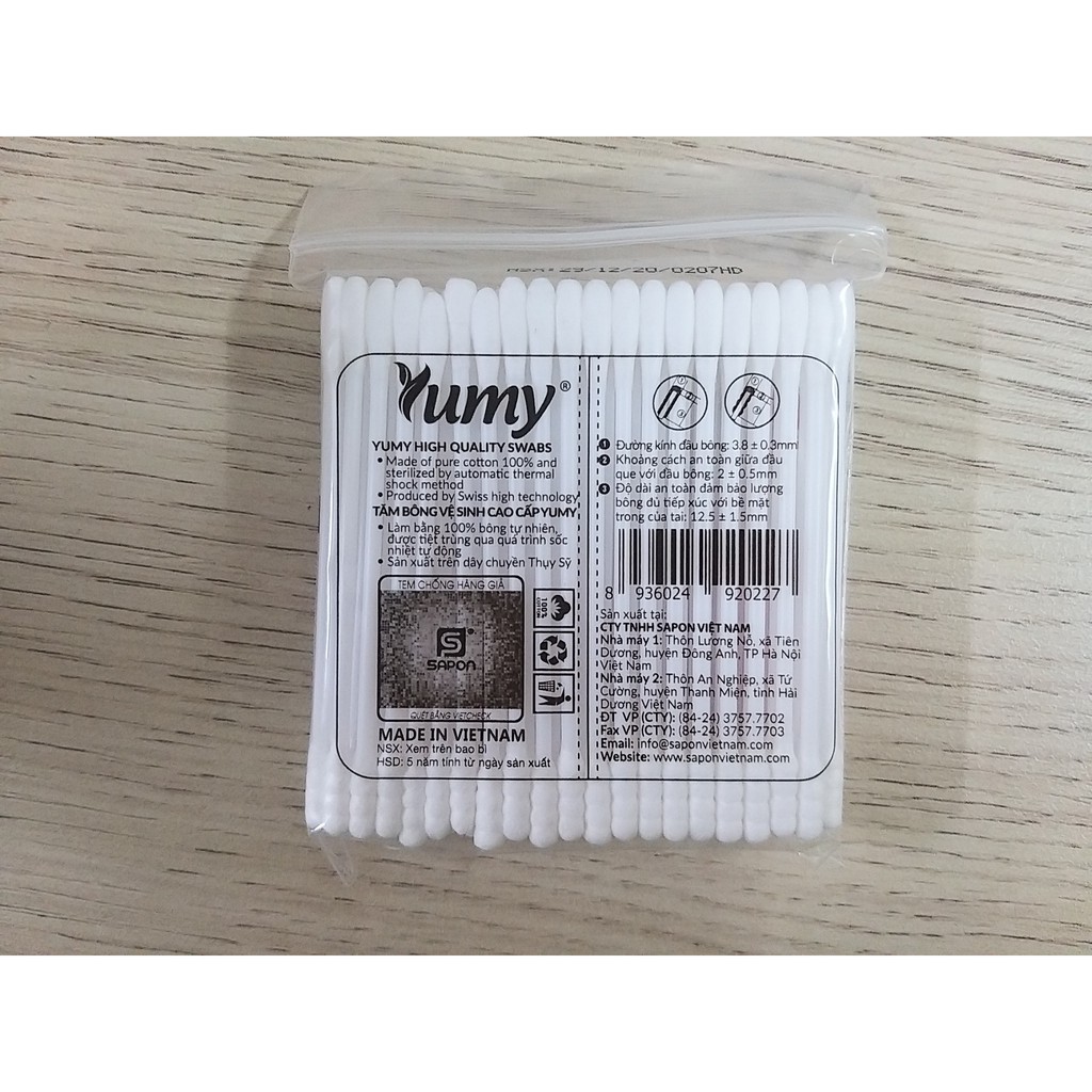 Tăm Bông Tự Nhiên Vệ Sinh Tai Cao Cấp Yumy (100 chiếc )