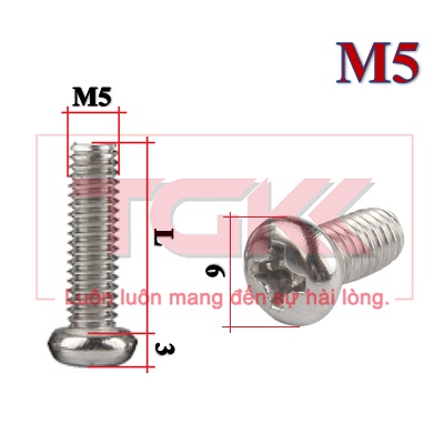 Bulong chỏm cầu nhỏ inox 201 M5 (Túi 10)