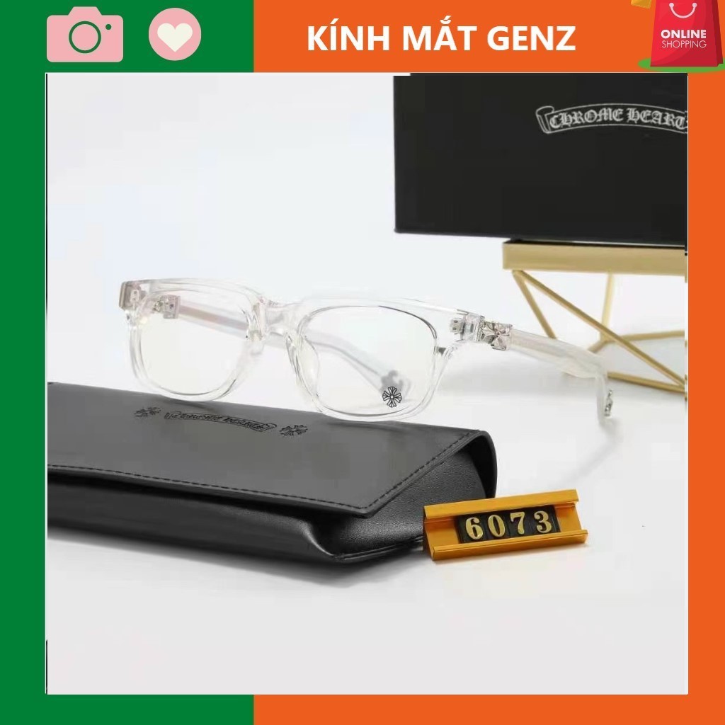 Gọng kính cận Chrome hearts vuông xuất xịn nam nữ , thiết kết tỉ mỉ sắc nét chân cốt kim loại bền đẹp
