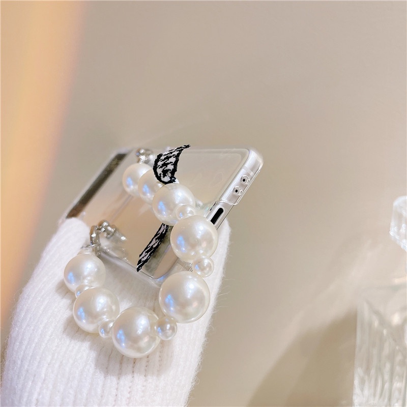 Ốp Điện Thoại PC Cứng Có Vòng Tay Đính Ngọc Trai Laser Cho Samsung Galaxy Z Flip 3 3 5G Z Flip3 ZFlip 3 5G