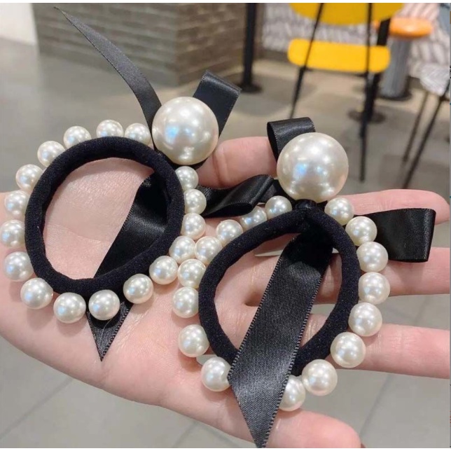 Dây buộc tóc đính ngọc  trai nhân tạo nhiều họa tiết   Clovershop68