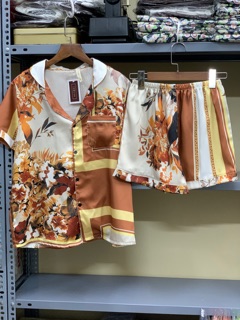 Pyjama Đùi Cộc _ Bộ Mặc Nhà Lụa Satin - Lụa Gấm hoạ tiết
