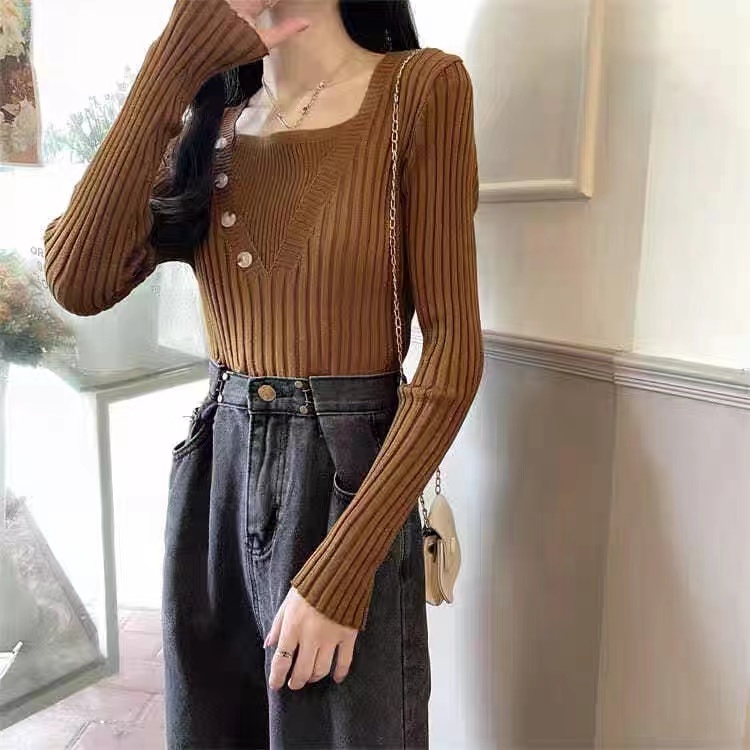 NRVP Áo Sweater Dệt Kim Dài Tay Thiết Kế Mới Thời Trang Theo Phong Cách Hàn Quốc Cho Nữ