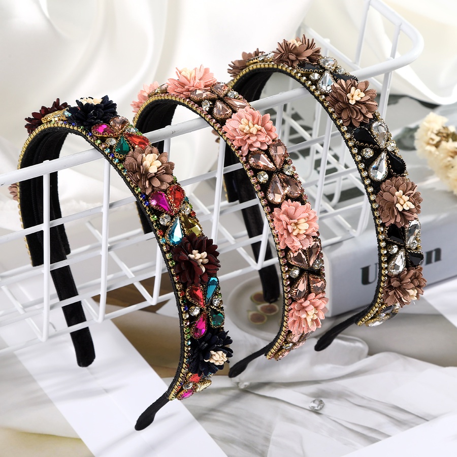 Băng Đô Cài Tóc Đính Đá Pha Lê Phong Cách Retro Hàn Quốc Cho Nữ