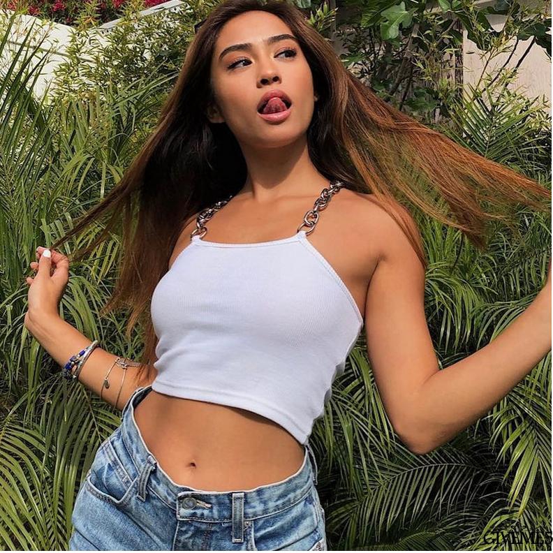 Áo croptop dệt kim không tay màu trơn cho nữ