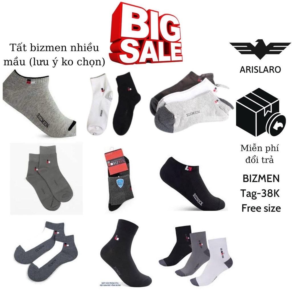 Bizmen Tất vớ nam không bai không xù khử mùi khô thoáng cổ ngắn cổ trung Arislaro