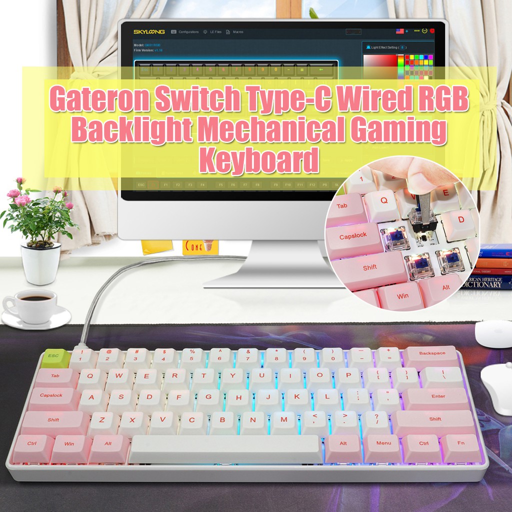 Bàn phím cơ có dây Geek tùy chỉnh SK61 60% 61 phím trục quang USB Type C dùng chơi game | BigBuy360 - bigbuy360.vn