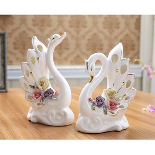 Thiên Nga Trang Trí Cao Cấp Gốm Sứ