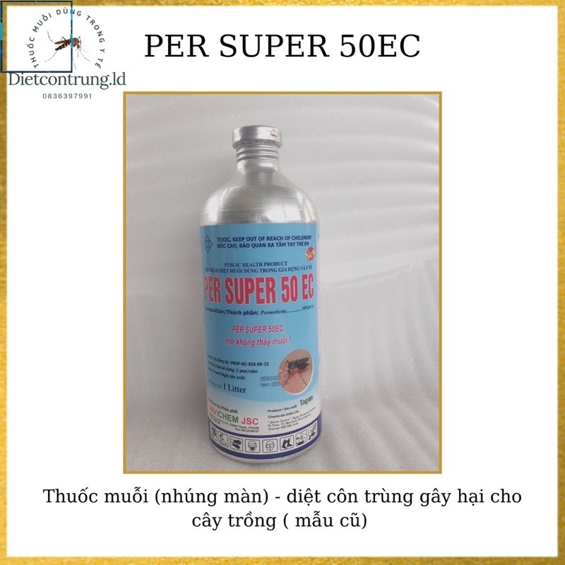 Thuốc muỗi nhúng màn - chai nhôm PER SUPER 50EC  ,