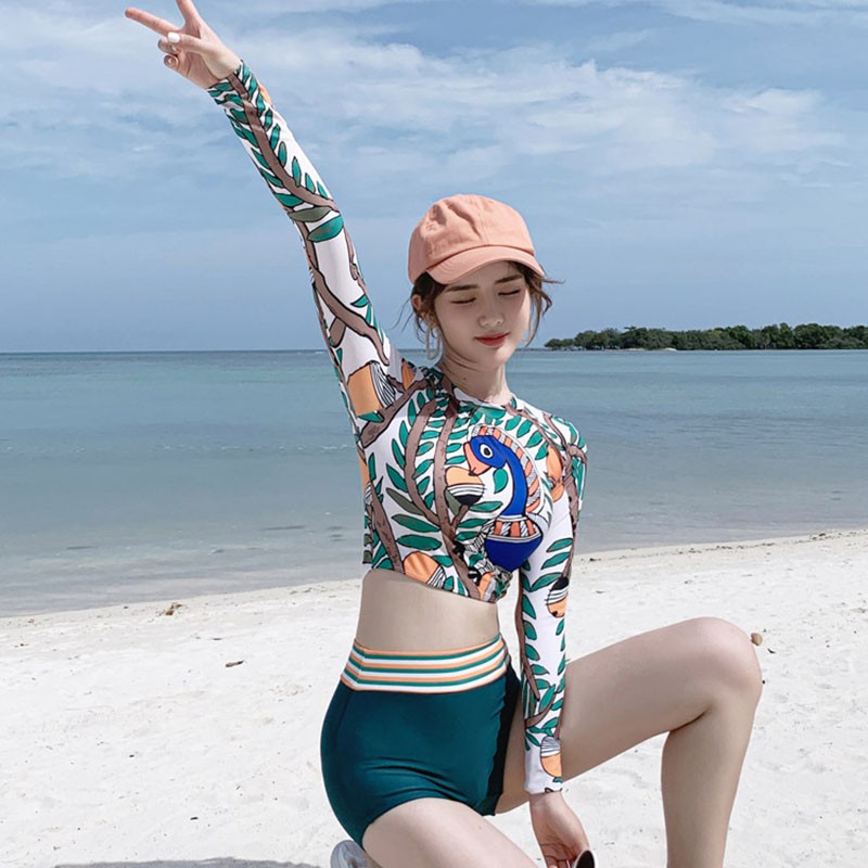 Bộ đồ bơi nữ CAO CẤP dài tay quần cạp cao che bụng siêu tôn dáng | WebRaoVat - webraovat.net.vn