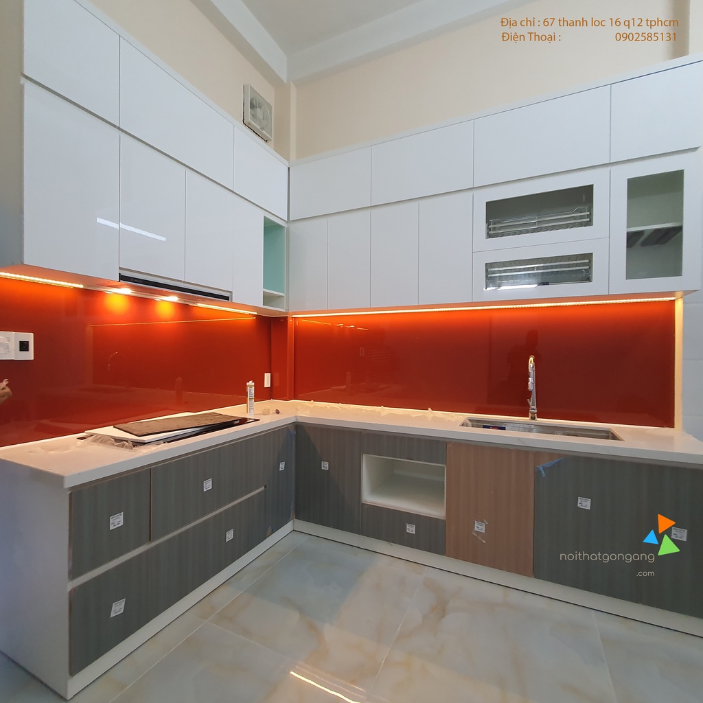 Tủ Bếp Gỗ Công Nghiệp Bảo Hành 2 năm-Nội Thất Gọn Gàng