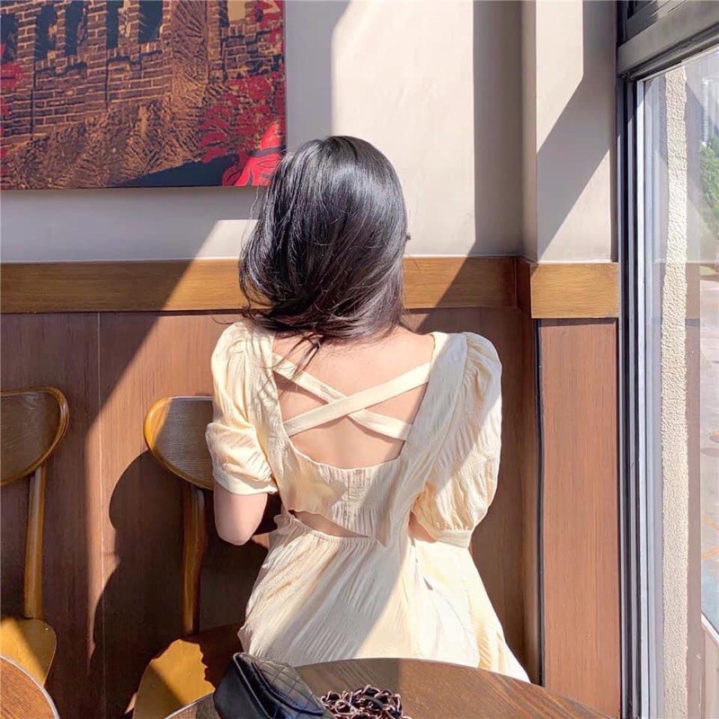 (Ảnh thật + Video) Váy Đầm Trơn Phong Cách Hàn Quốc Xinh Xắn Dáng Ngắn Và Dài Hở Lưng