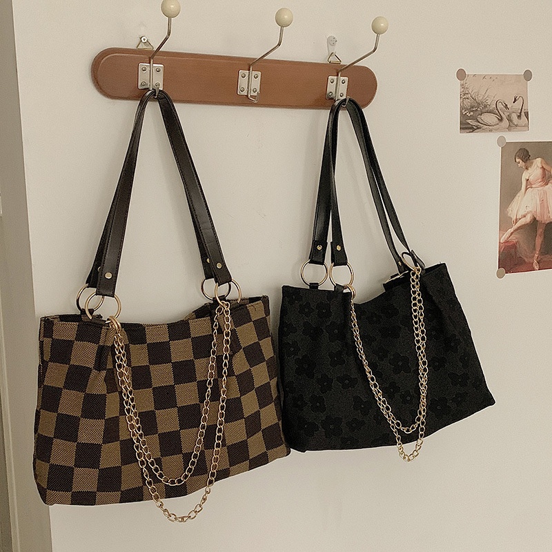 Dela Túi Xách Cỡ Lớn Họa Tiết Kẻ Sọc Phối Màu Thời Trang Phong Cách Hàn Quốc Cho Nữ